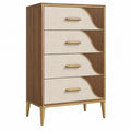 Kommode 80 x 40 x 120 cm in Braun Beige mit 4 Schubladen und Textilfronten - Martrania