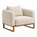 Sessel 90 x 82 x 78 cm in Creme mit Strukturstoff und Holzgestell - gepolsterter Lounge-Sessel - Martrania