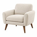 Sessel 80 x 84 x 88 cm in Creme Webstoff mit Holzbeinen im Mid Century Stil - Martrania