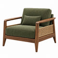 Sessel 80 x 75 x 82 cm Olivgrün Holz Rattan Stoff Mid-Century-Stil - Martrania