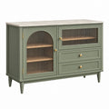 Sideboard 120 x 40 x 85 cm Salbeigrün Holz und Riffelglas mit Schubladen im Vintage-Stil - Martrania
