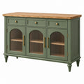Sideboard 140 x 40 x 90 cm aus Holz Grün mit Glastüren und Schubladen - Martrania