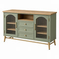 Sideboard 140 x 40 x 85 cm Holzwerkstoff Salbeigrün Naturholz Retro-Stil mit Glastüren - Martrania