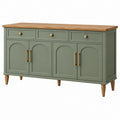 Sideboard 160 x 45 x 90 cm in Salbeigrün mit Holzplatte und Stauraum - Martrania
