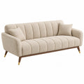 3-Sitzer Sofa 190 x 84 x 85 cm in Beige mit Stoffbezug und Holzfüßen - Modernes Wohnzimmermöbel