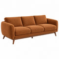 3-Sitzer Sofa 210 x 88 x 85 cm mit Textilbezug in Rostbraun und Holzfüßen