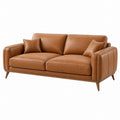 2-Sitzer Sofa 200 x 90 x 85 cm in Cognacbraun Lederoptik mit Holzfüßen