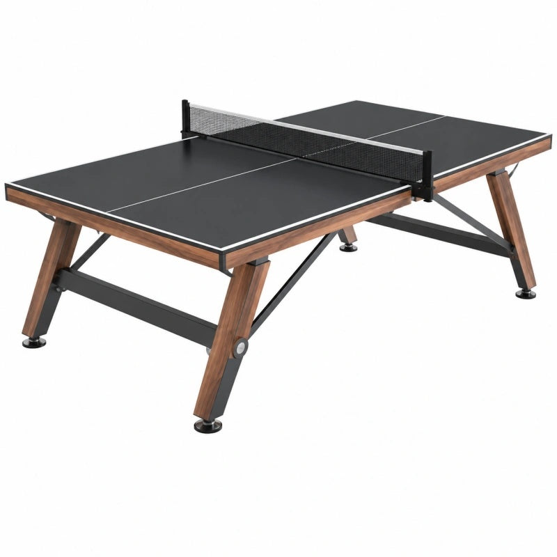 Tischtennistisch 274 x 152 x 76 cm Holz Stahl Schwarz/Braun mit Netz