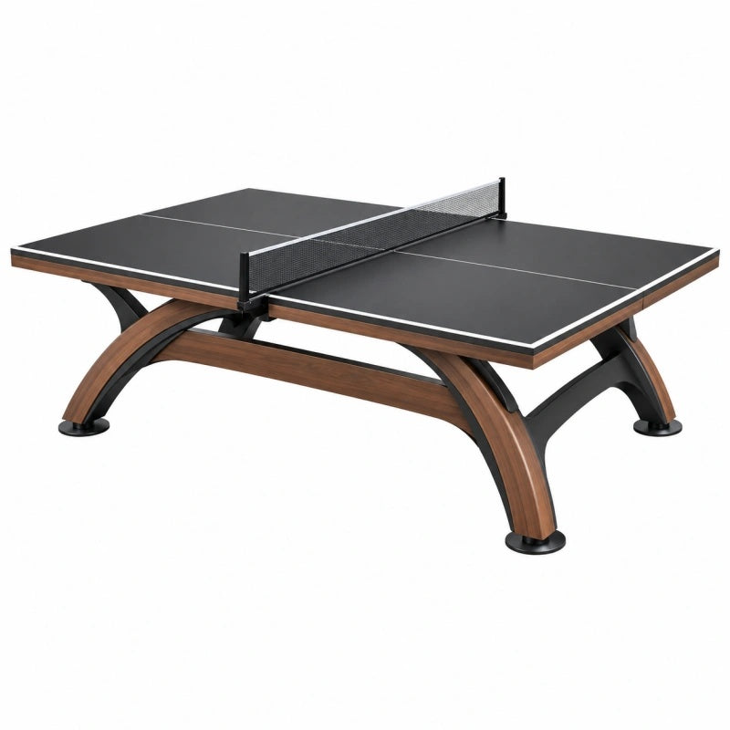 Tischtennisplatte 274 x 152.5 x 76 cm aus Holz und Stahl in Schwarz Walnussbraun mit Netz