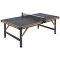 Tischtennistisch 274 x 152.5 x 76 cm Schwarz Stahl Holzoptik mit Netz - Martrania